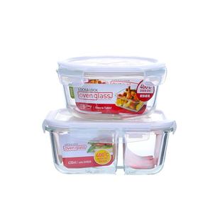 乐扣乐扣旗舰店便当盒微波炉饭盒耐热玻璃碗密封收纳盒冰箱保鲜盒