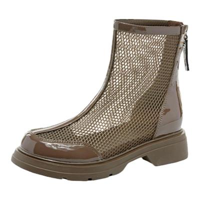 大丫丫大码女鞋时尚低跟款网靴