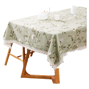 餐桌布茶几布棉麻防水防油高级感美式碎花布方桌布长方形台布盖巾