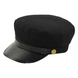 日系船长帽封口固定头围帽情侣款秋冬平顶帽五四青年帽复古风男