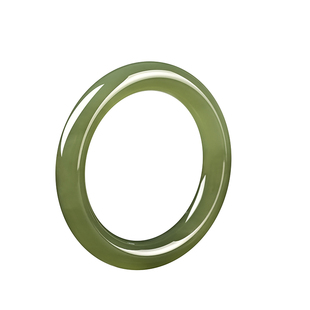 和田玉青海料冰底晴水湖水绿手镯天然青白玉圆条少女款镯子送证书