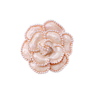 粉色山茶花胸针女可爱气质