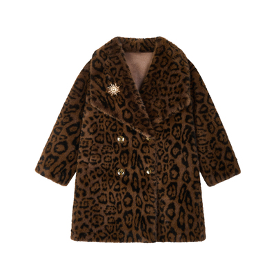 儿童皮草外套冬新款女童中长款