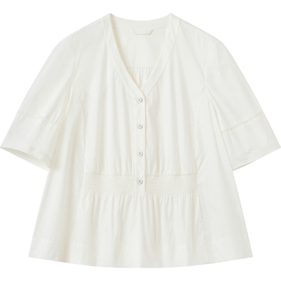 播V领收腰娃娃衫女秋季休闲宽松气质花式衬衫DDS3HD50561