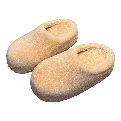 羊羔毛真皮大头松糕厚底毛毛拖鞋