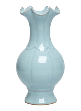 得闲雅器汝瓷天青荷叶口花瓶