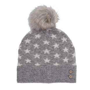 新款出口英国 优雅气质灰色五角星毛线帽子女秋冬 百搭旅游针织帽