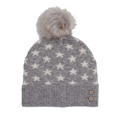 毛线帽气质灰色五角星毛线帽优雅