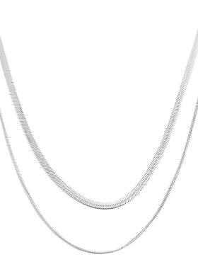 宋茜同款钛钢双层叠带蛇骨链项链