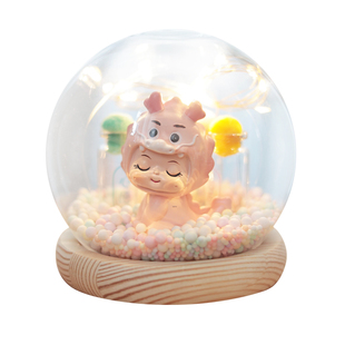 蛇龙宝婴儿胎发乳牙脐带收藏盒收纳瓶带灯原木摆件胎毛纪念品礼物