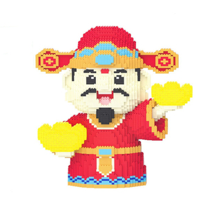 42CM财神积木拼装玩具大颗粒立体摆件成人男女孩新年礼物