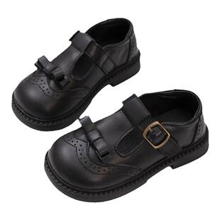 女童公主鞋单鞋黑色小皮鞋配礼服英伦风软底小女孩鞋洋气演出鞋子