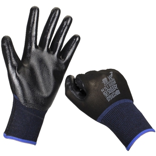 鲁光N5耐磨黑色丁腈手套 劳保干活防护防油丁晴丁青浸胶挂胶手套