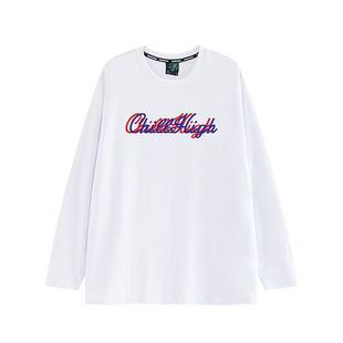 ChillHigh 迷幻主题简约休闲系列 基础纯棉圆领宽松长袖t恤打底衫