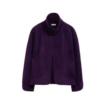 可拆卸领鱼尾拉链羊毛夹克