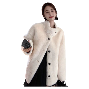 新款秋冬高端羊剪绒宽松显瘦中长款洋气仿水貂绒皮草外套女