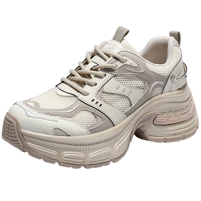 森达银色网面增高老爹鞋女款春夏新商场同款厚底运动鞋XPS01BM5