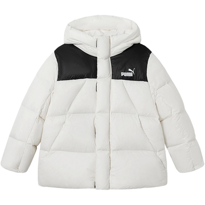 PUMA彪马童装冬季新款儿童羽绒服拼接连帽厚羽绒外套高清洁度冬装