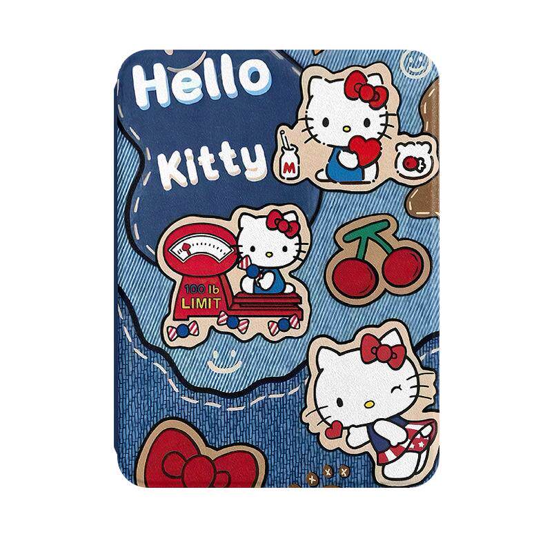 复古牛仔樱桃Kitty猫360度旋转适用ipad11保护套air7/6新款ipad10带笔槽11寸防摔10.9苹果平板保