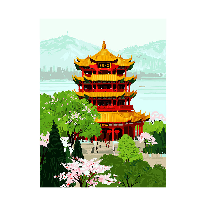 风景数字油画 DIY手工填色丙烯画带内框油彩画客厅卧室装饰丙烯画