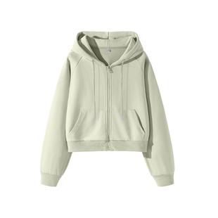 班尼路连帽卫衣女秋冬新款小个子短款宽松运动拉链开衫休闲外套N