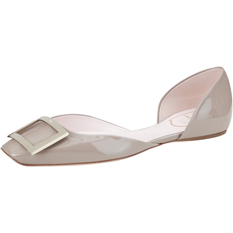 【24期免息】Roger Vivier/RV女鞋Trompette皮革方扣芭蕾舞鞋