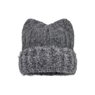 2025可爱猫耳朵毛绒帽女冬季双层加绒保暖针织护耳帽子显脸小百搭