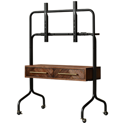 可移动复古实木电视架自锁万向轮