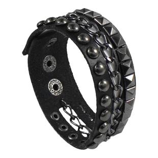 酷二丫暗黑风手链女ins朋克哥特辣妹配饰皮质铆钉手环摇滚手镯潮