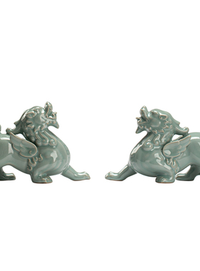 汝窑开片陶瓷貔貅茶宠摆件