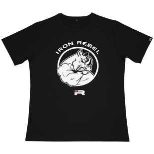 IR犀牛肌肉男t恤宽松大码健身房运动上衣弹力吸汗健美力量举短袖