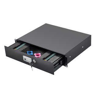 2U金属带锁带话筒保护棉无线麦克风19英寸标准机柜抽屉航空箱配件