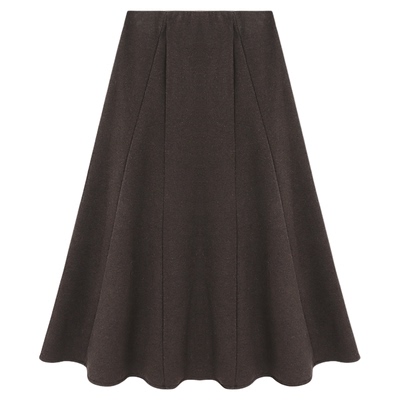 Basic House/百家好毛呢半身裙女款冬季羊毛a字伞裙纯色长款半裙