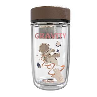 美国PURSING普升茶杯双层隔热水杯子女304不锈钢茶漏办公玻璃杯男