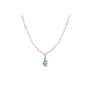 周六福珍珠项链女贝珠S925银水滴形链坠优雅小众本命年礼物送女友