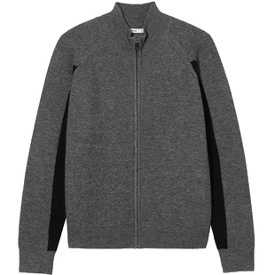 热风男士毛衣针织衫2025年冬季新款拼接翻领拉链开衫含羊毛打底衫