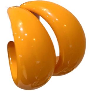 黄色复古港风耳环女2025新款爆款高级感夸张大气耳钉时尚气质耳饰