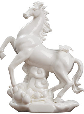 东方泥土陶瓷福寿安康马摆件