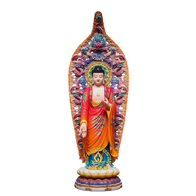 九龙西方三圣佛像体佛堂供奉摆件