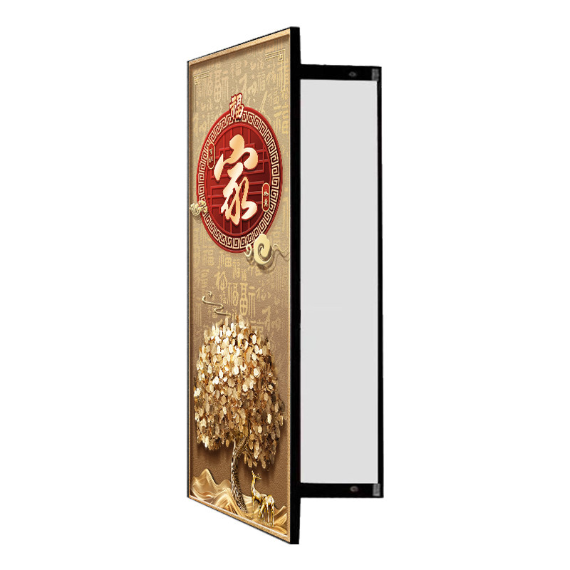 百福发财树暗藏全身镜玄关装饰挂画隐藏过道穿衣镜入户试衣舞蹈镜