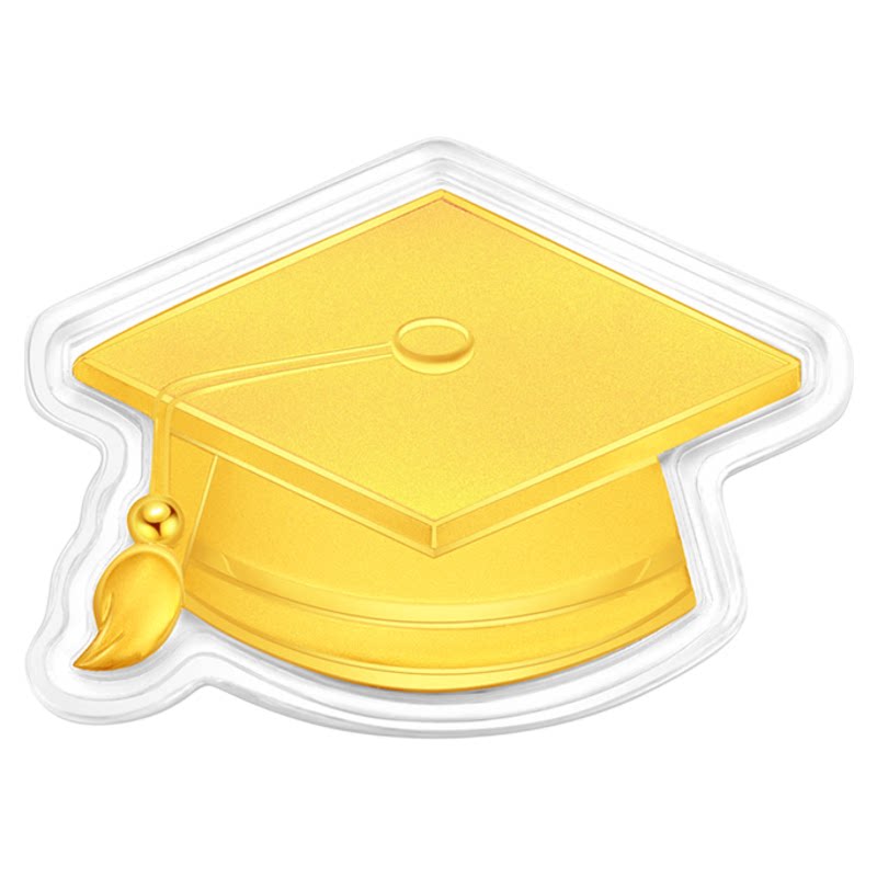 潮宏基考神系列足金金币黄金投资金摆件学士帽毕业证书送礼