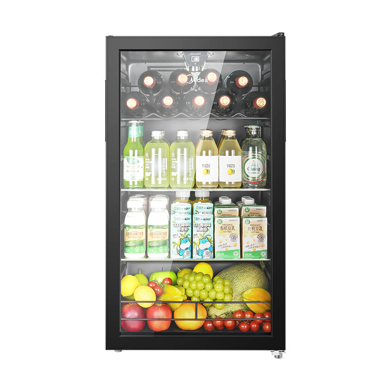 美的98冰吧家用小型冷藏柜客厅冰箱饮料柜酒柜茶叶保鲜柜小冰柜