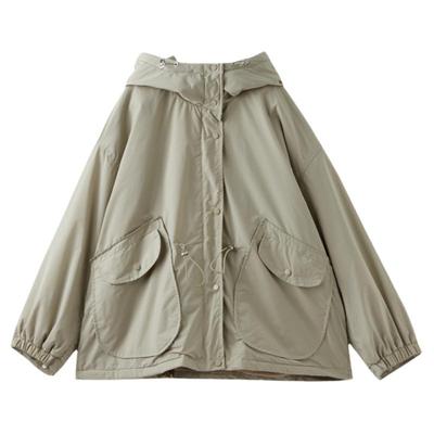 秋季韩系休闲加绒连帽工装外套