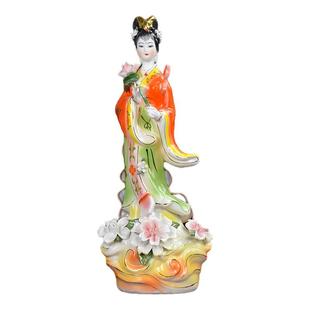 陶瓷何仙姑神像供奉保平安仙女佛像家居客厅摆设八仙过海中式摆件