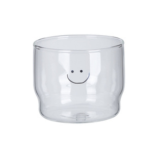 早餐牛奶杯ins风耐热可爱拿铁咖啡杯笑脸玻璃杯家用简约喝水杯子