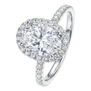 蒂芙星钻18K金培育钻石河南人工人造钻石椭圆HW家the one围镶钻戒