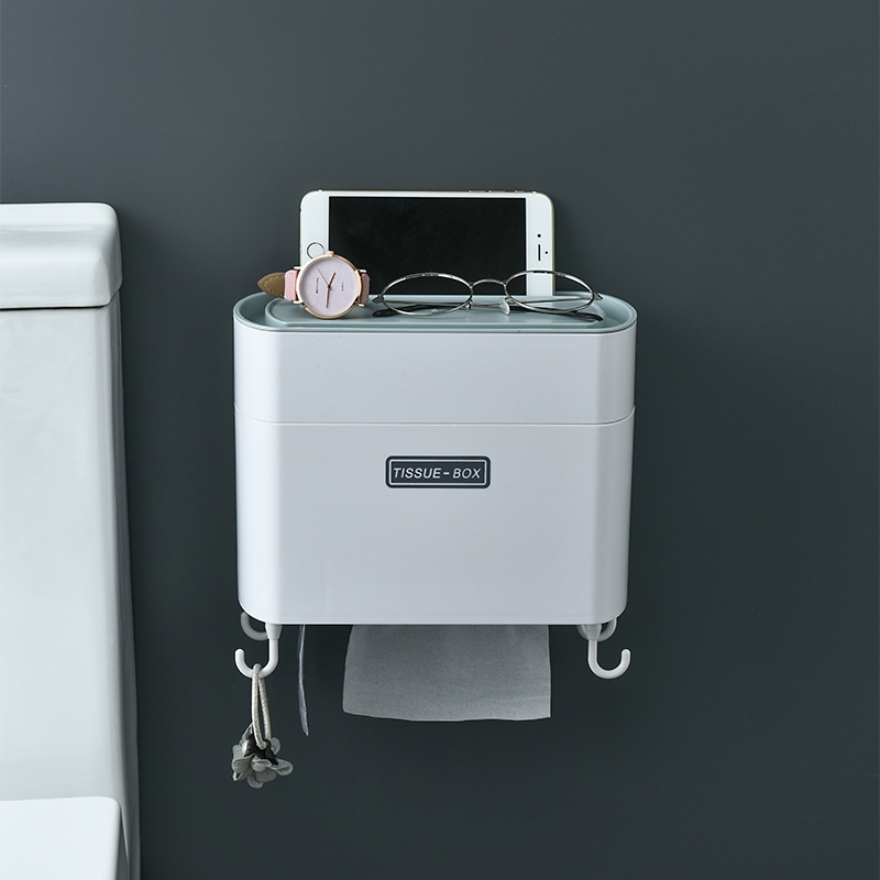卫生间纸巾盒家用塑料ABS浴室壁挂材质抽ABS厕所纸盒免架打孔纸巾