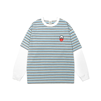 GUUKA假两件条纹长袖T恤