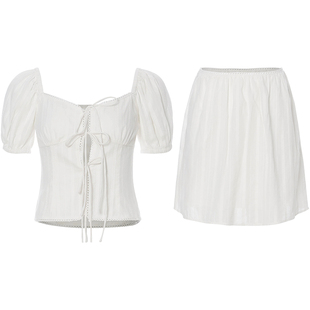 sincethen 法式小香风仙女套装裙夏白色高级感连衣裙两件套女夏季