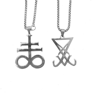 离街杂货】Lucifer路西法徽章封印吊坠项链利维坦十字架标志邪恶